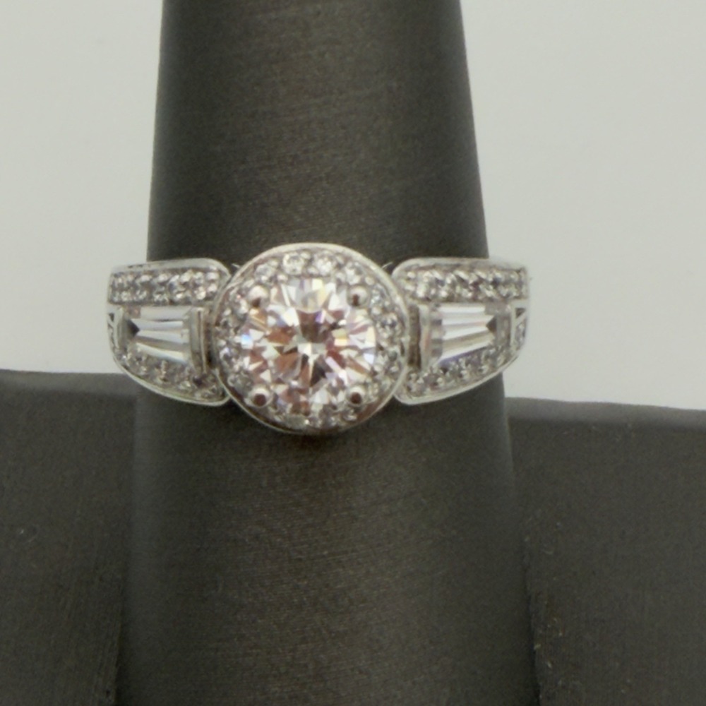Vintage SW Sterling Silver CZ Ring Art Deco Style Macy's Sz 8 NIB